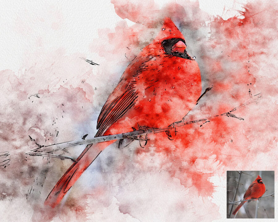 Pen & watercolor Photoshop action