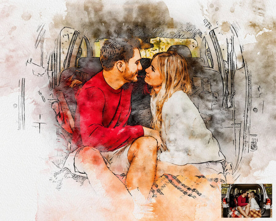 Pen & watercolor Photoshop action