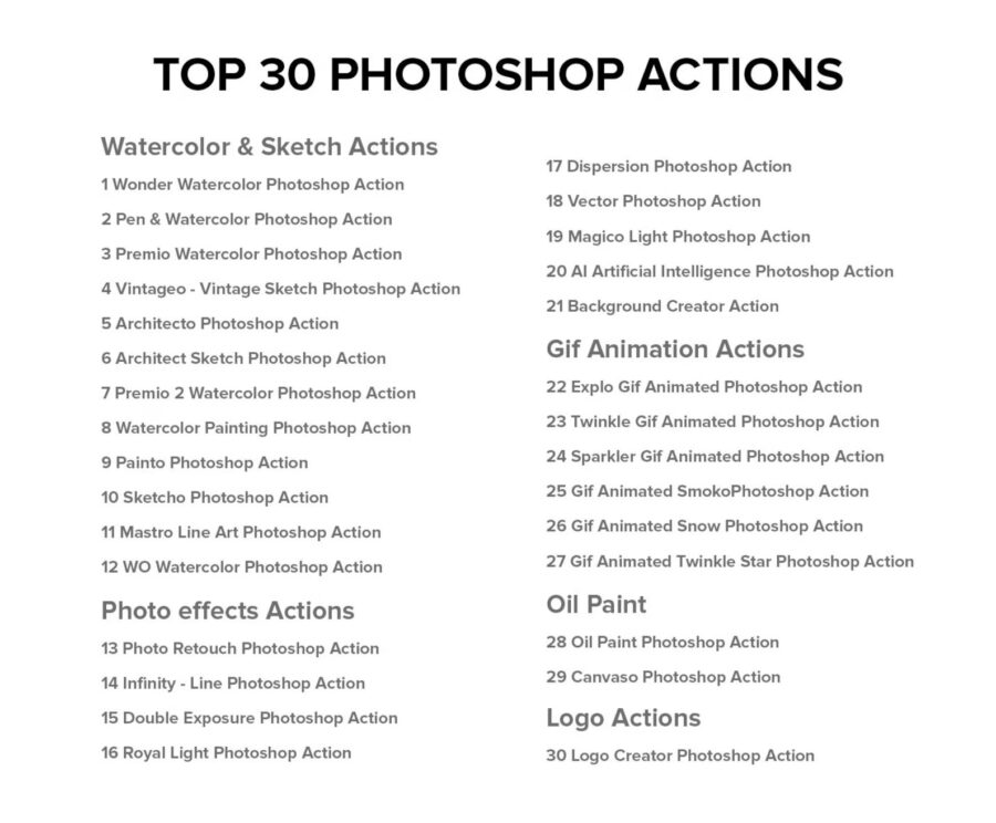 Top 30 Photoshop Action Bundle