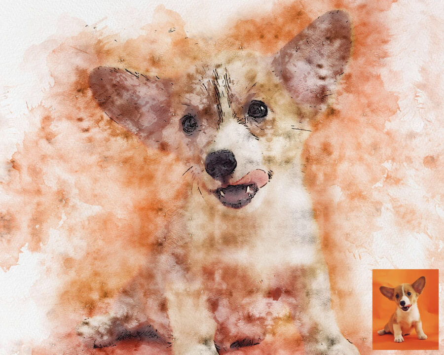 Pen & watercolor Photoshop action