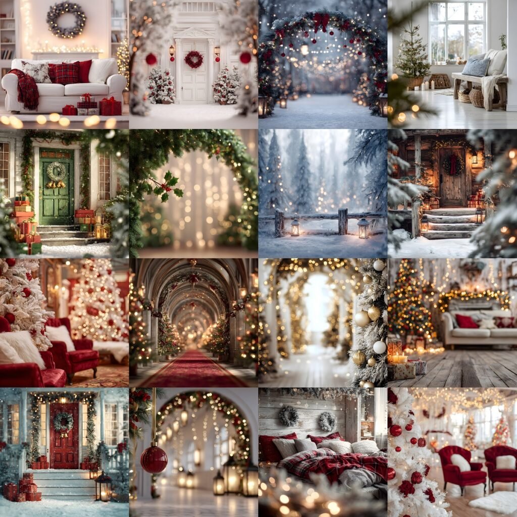 100 Holiday Christmas Digital Backdrops, Digital Photography Backdrop ...