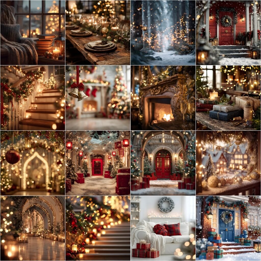 100 Holiday Christmas Digital Backdrops, Cozy Winter Photography Backgrounds, Christmas Digital Background, Festive Photo Backdrop, Instant Digital Download