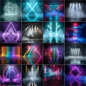 Friday night lights sports photography digital backdrop overlay with stadium lights and fog effect