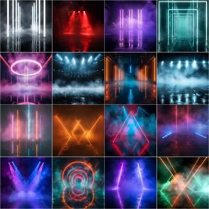 Friday night lights sports photography digital backdrop overlay with stadium lights and fog effect