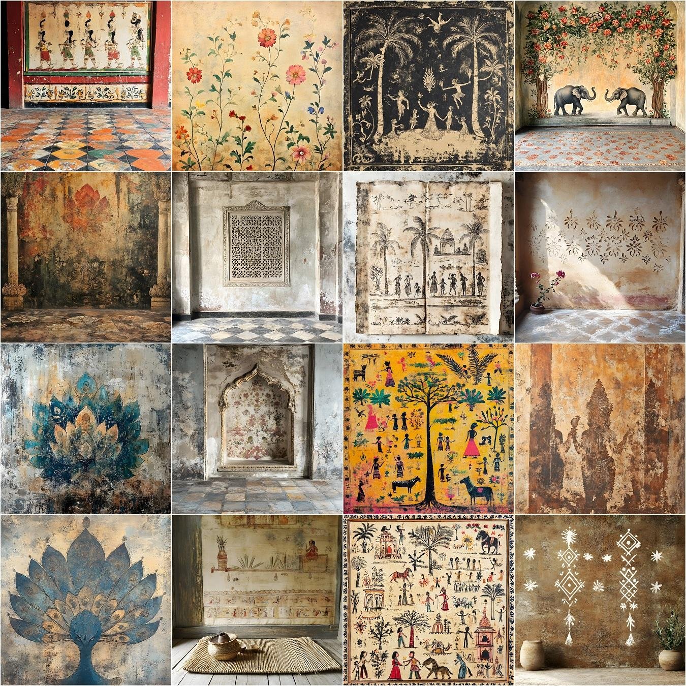 Set of 65 Indian ethnic fine art digital backdrops featuring Old Master traditional studio photography textures, ideal for maternity and portrait photography, instant digital download.