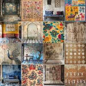 Set of 65 Indian ethnic fine art digital backdrops featuring Old Master traditional studio photography textures, ideal for maternity and portrait photography, instant digital download.