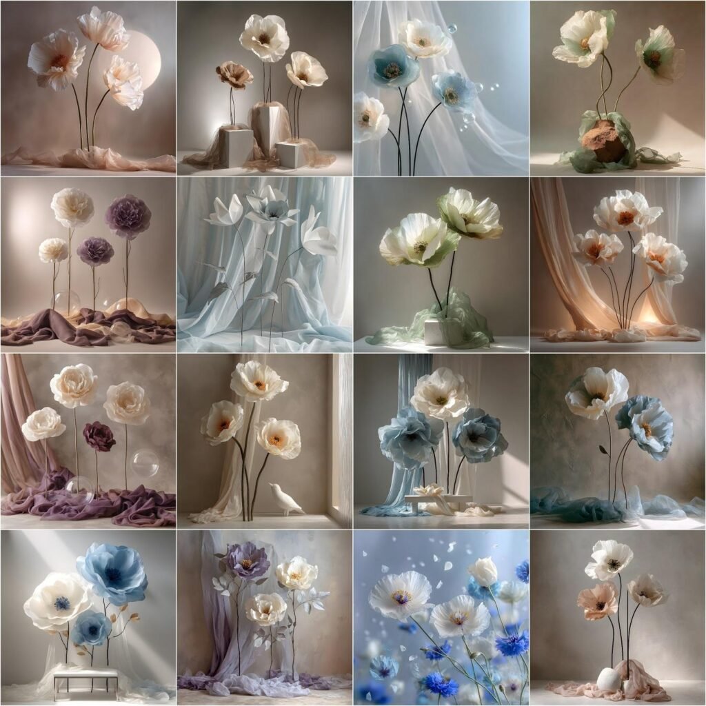 70 floral digital backdrops bundle featuring elegant maternity photography backgrounds, fine art textures, soft flower studio backdrops, and Photoshop overlays for portrait, newborn, and creative photo editing, available as instant digital download.