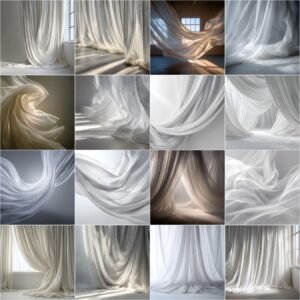 Soft white flying fabric and curtain digital backdrop for portrait and maternity photography, fine art digital background, instant download for photo editing and studio composites.
