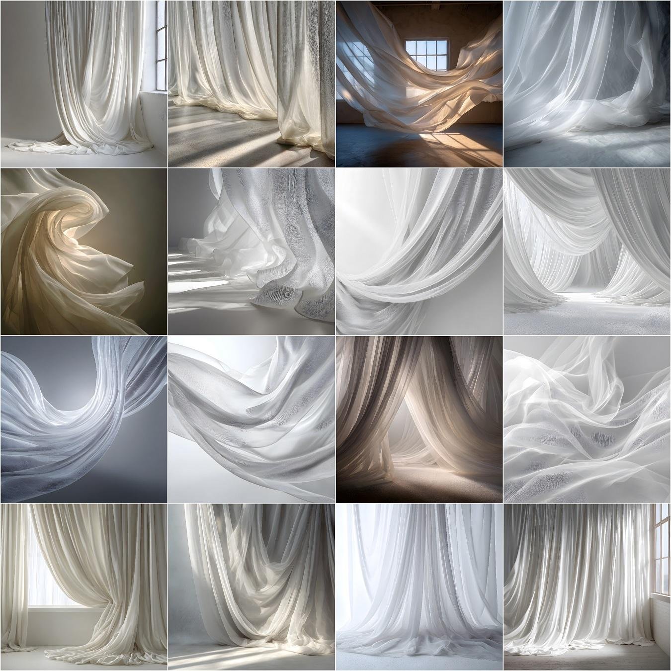 Soft white flying fabric and curtain digital backdrop for portrait and maternity photography, fine art digital background, instant download for photo editing and studio composites.