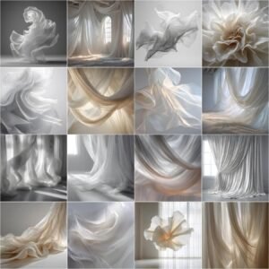 Soft white flying fabric and curtain digital backdrop for portrait and maternity photography, fine art digital background, instant download for photo editing and studio composites.