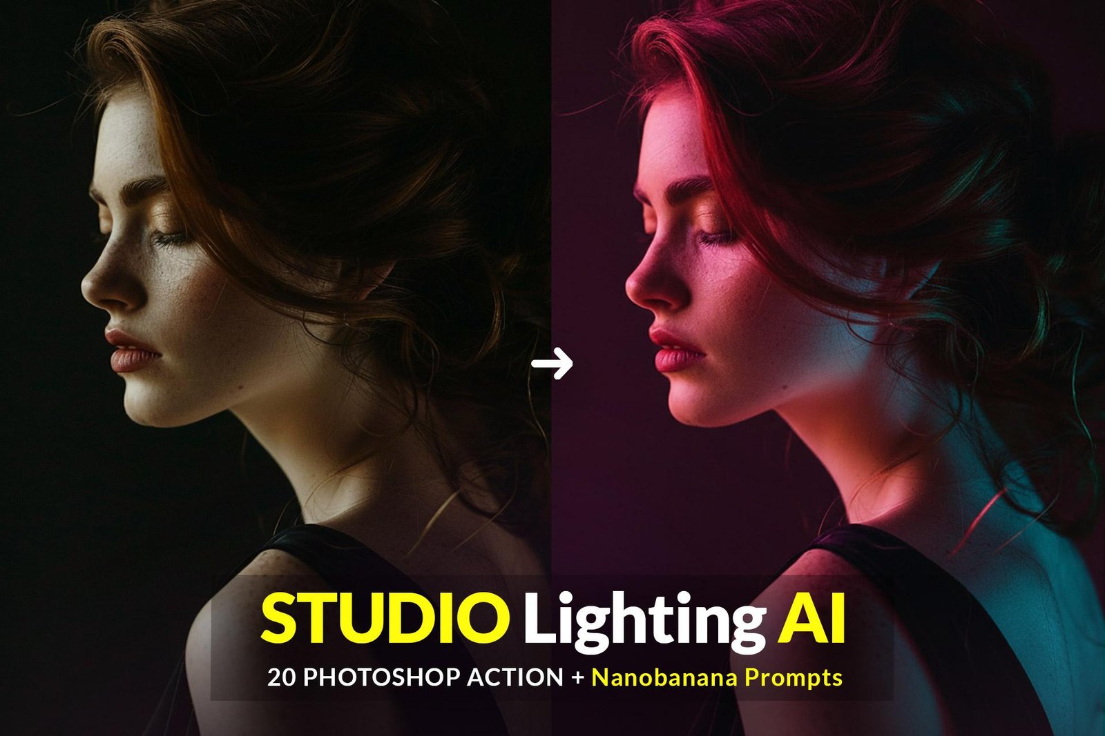 Free Studio Lighting AI Photoshop Action, FREE 20 Powerful Lighting Prompt
