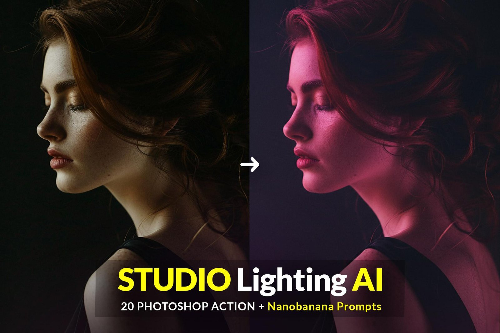 Free Studio Lighting AI Photoshop Action, FREE 20 Powerful Lighting Prompt