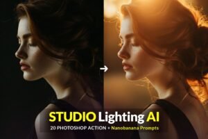Free Studio Lighting AI Photoshop Action, FREE 20 Powerful Lighting Prompt