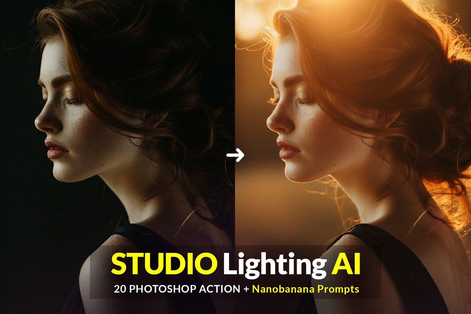 Free Studio Lighting AI Photoshop Action, FREE 20 Powerful Lighting Prompt