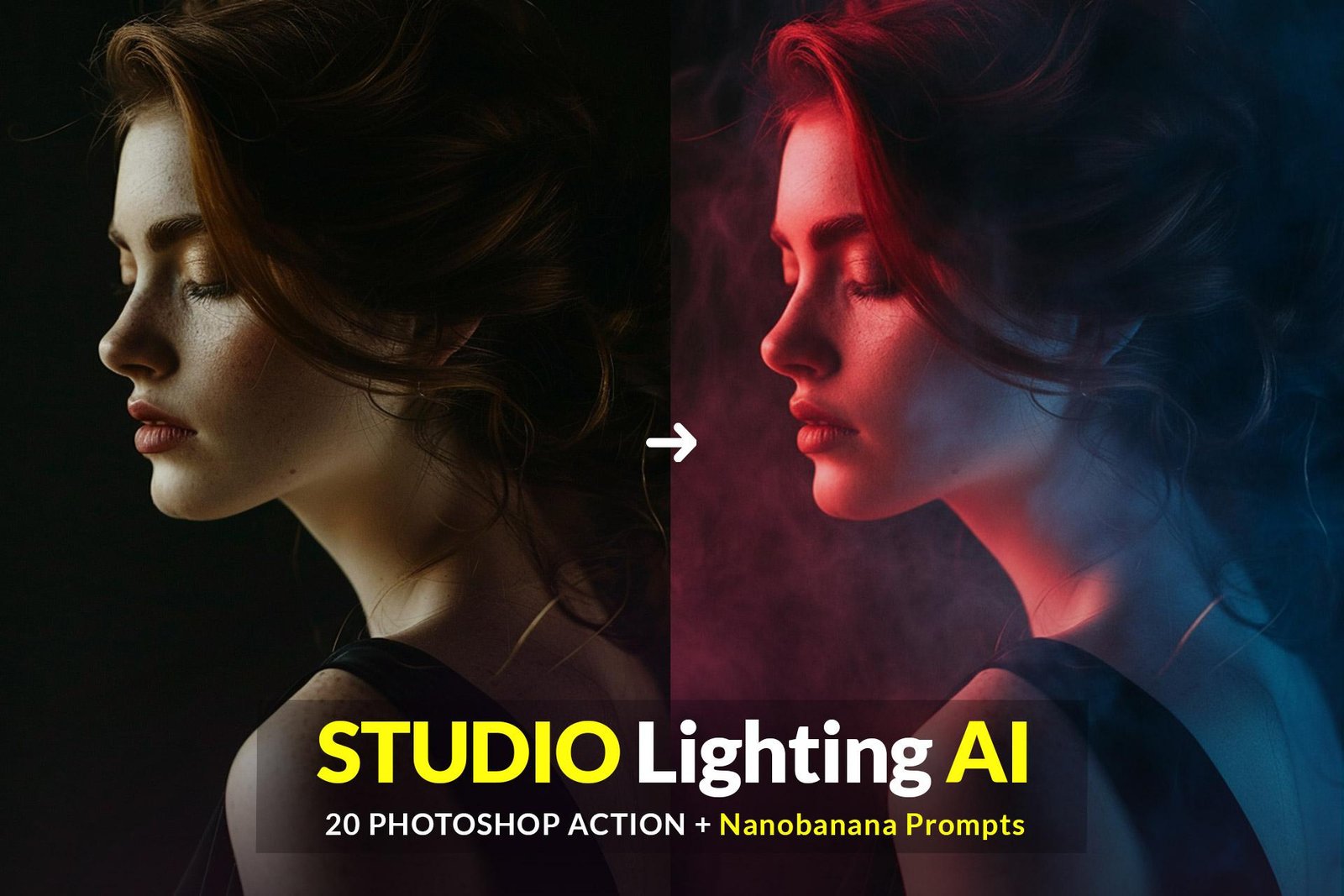 Free Studio Lighting AI Photoshop Action, FREE 20 Powerful Lighting Prompt