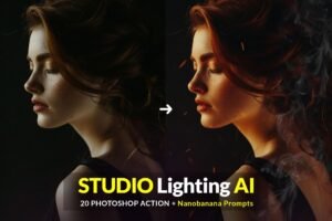Free Studio Lighting AI Photoshop Action, FREE 20 Powerful Lighting Prompt