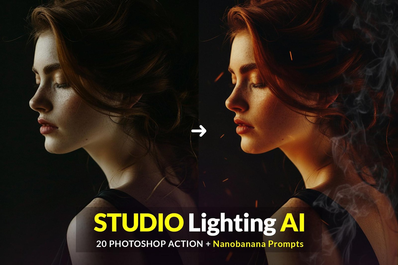 Free Studio Lighting AI Photoshop Action, FREE 20 Powerful Lighting Prompt