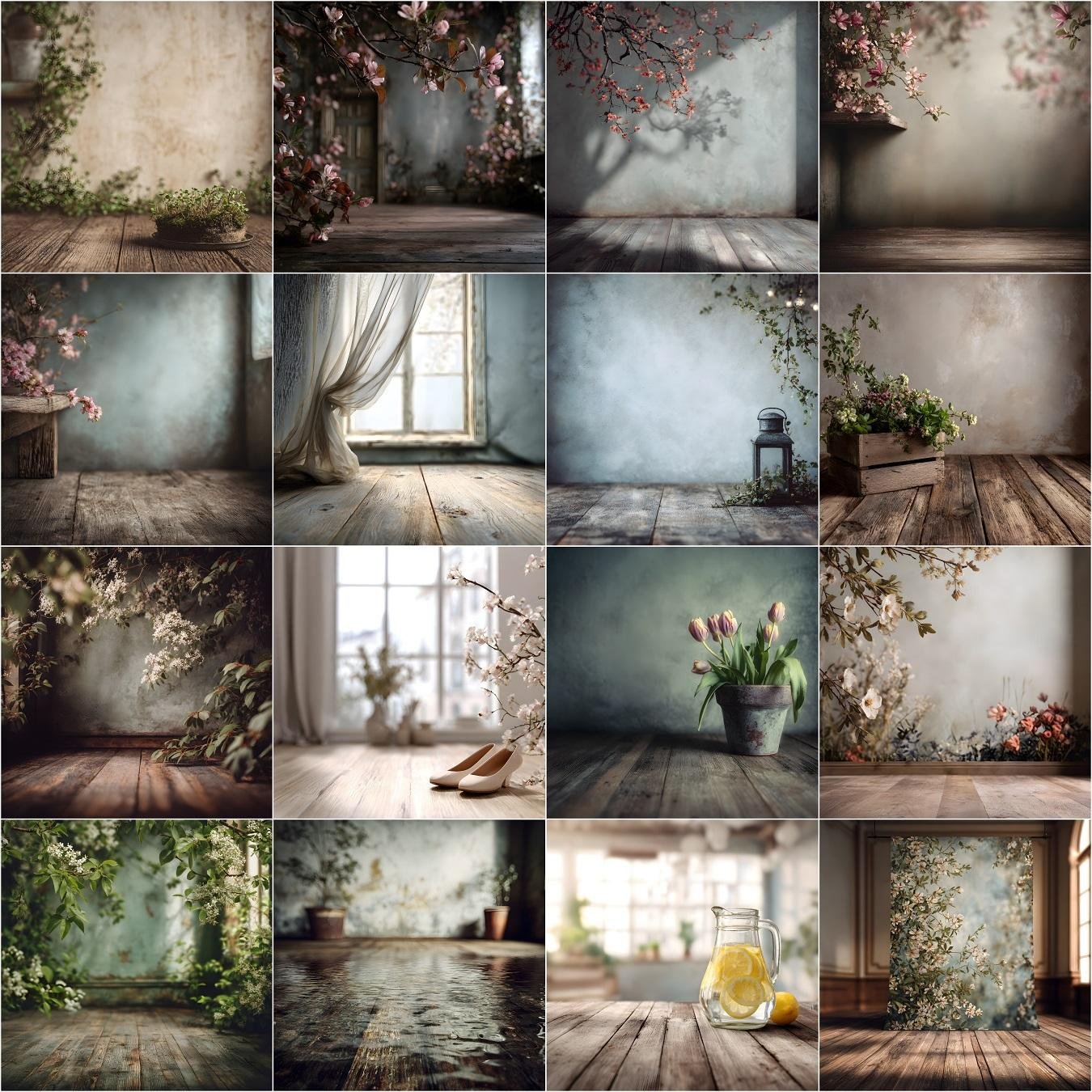 High resolution spring digital backdrops bundle – studio and vintage style spring backgrounds for professional photographers and photo editors, instant digital download.