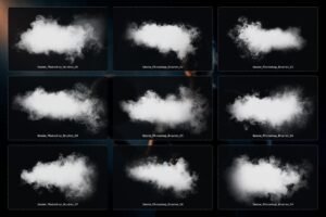 20 realistic sports photography smoke Photoshop brushes used to create dramatic fog and dust effects around athlete portrait under stadium lights for cinematic sports editing