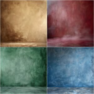 Collection of 60 Old Master style digital backdrops featuring textured studio walls and matching floors in vertical format, ideal for fine art portrait photography, grunge composites, painterly studio edits, and professional photo backgrounds.