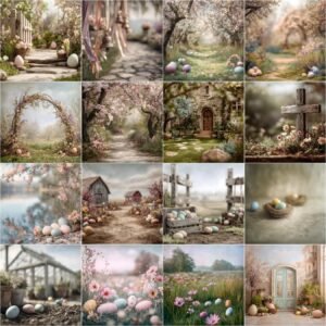 Easter Digital Backdrops 50 Bundle – Outdoor Pastel Fine-Art Photography Backgrounds for Easter Portraits & Photoshop Composite