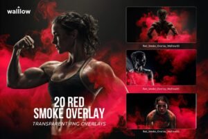 Red smoke transparent PNG overlays for sports photography, cinematic athlete portrait smoke cloud effects for Photoshop, and high-resolution digital senior banner textures.