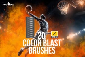 20 Fire Blast Photoshop Brushes — realistic fire explosion and flame burst ABR brush set for sports photography, photo editing and digital art composites. Compatible with Adobe Photoshop CS4 and above. Commercial use included. Instant digital download.