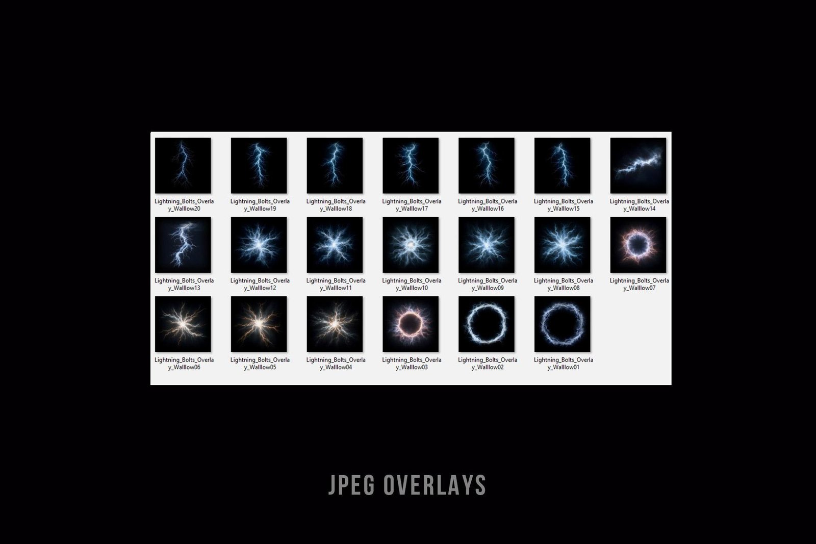 20 transparent PNG lightning bolt photo overlays for Photoshop — realistic electric storm effects on sports photography including baseball, basketball, football, and hockey athlete images